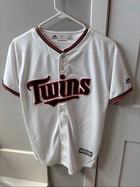 Majestic MLB MN Twins White Baseball Jersey - #22, Miguel Sano - kids large